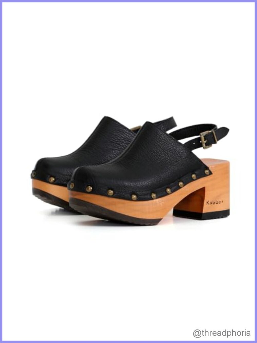 Handcrafted Wooden Clogs Genuine Leather Adjustable Buckle Platform